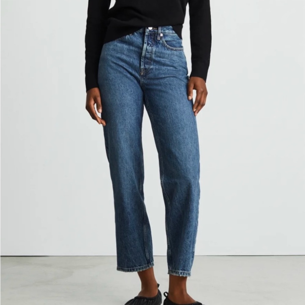 Everlane Blue Straight Leg Jeans High-Waisted Relaxed Fit